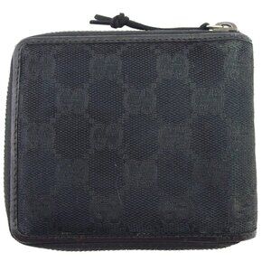 GUCCI Bifold Wallet Black gold Women 141850 Authentic secondhand